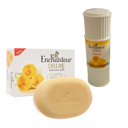 Enchanteur DELUXE Charming Talc Gently Cleanses And Moisturises Brightening Smooth Skin Fresh Lasting Rose Floral Scent ﻿