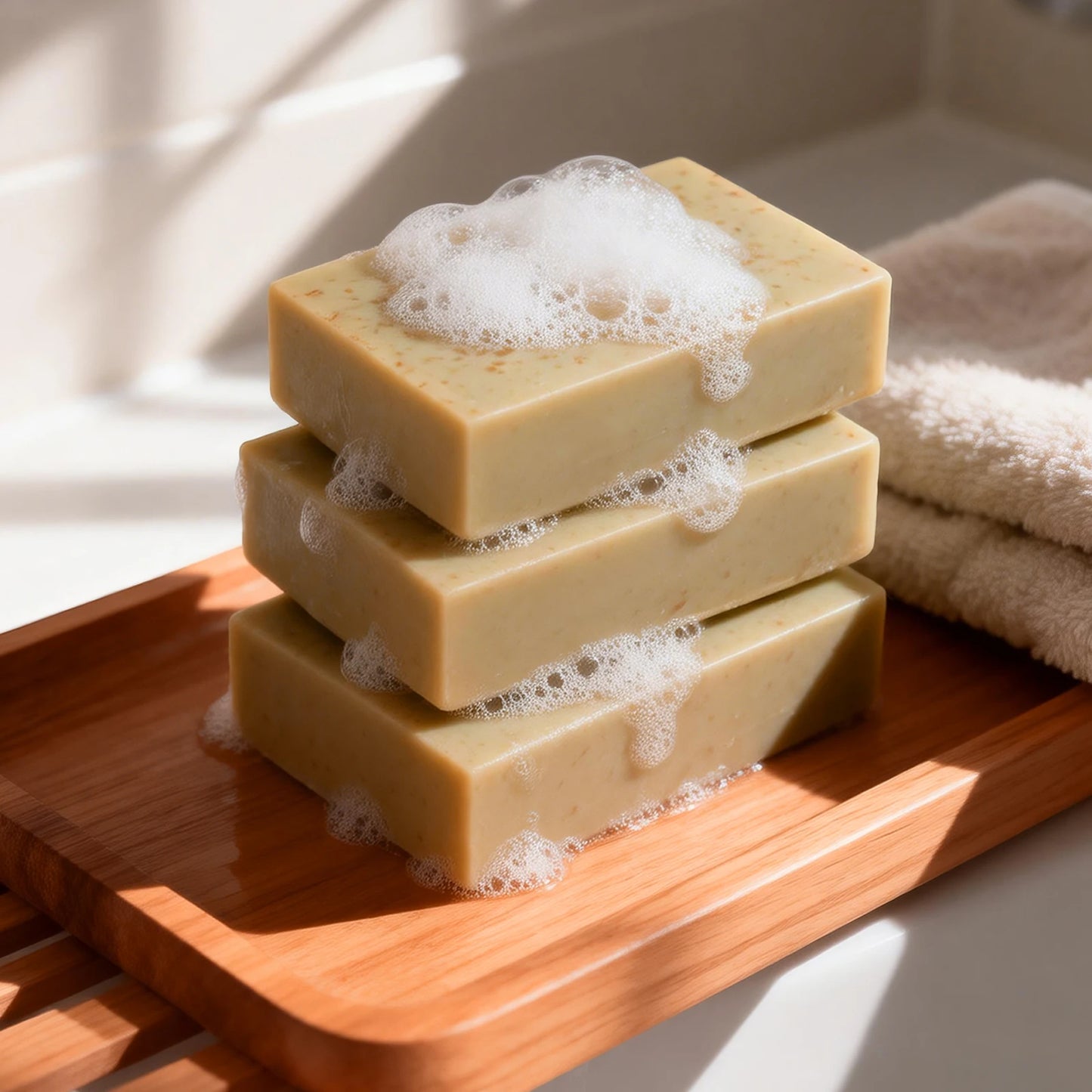 Handmade Oatmeal Soap Gentle Exfoliating Deep Cleansing Moisturizing Soothing Repair Dry Skin Face Body Wash Soap Bar