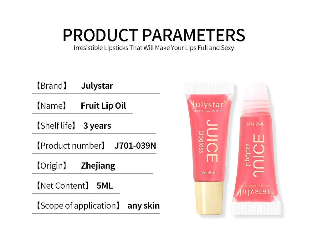 Moisturizing Lip Balm Fruit Lip Oil Gloss Care of the Lips Transparent Fullness LipGloss Soft Tube Makeup Applicator Beauty Care