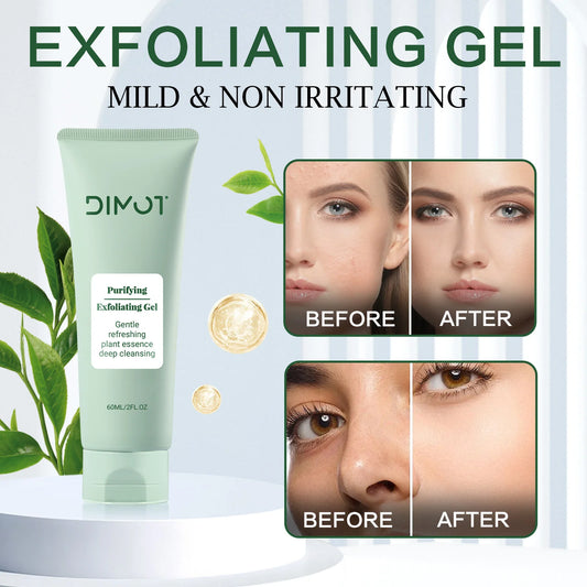 60ml Face Purifying Exfoliating Gel Moisturizing without Drying Out Pore Refining Facial Scrub Plant Extract forGently Cleansing