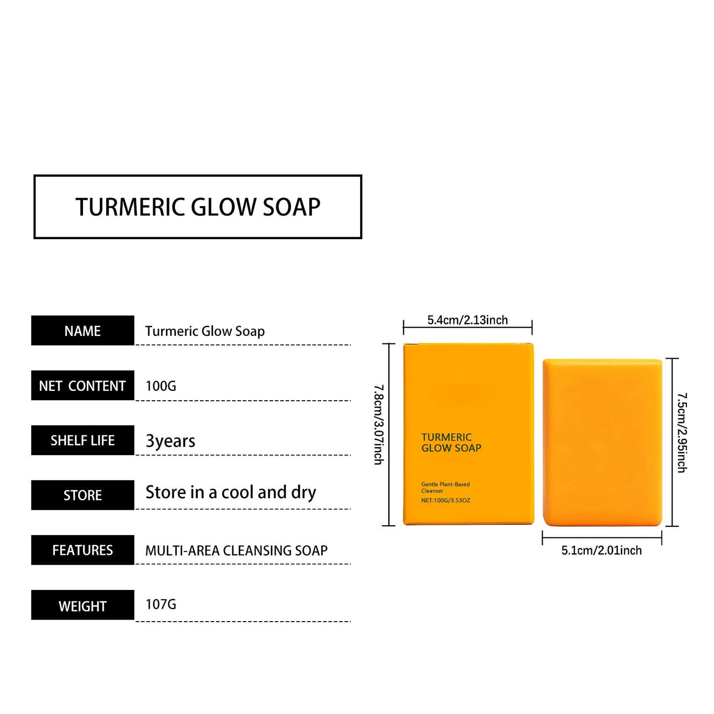 Turmeric Body Soap Exfoliating Gentle Cleansing Moisturizing Revitalizing Brightening Oil Control Remove Dirt Glowing Body Soap