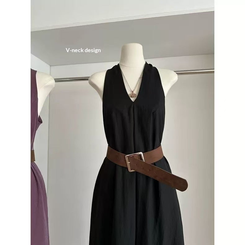 Elegant, High-end Tie-waist Casual Maxi Dress