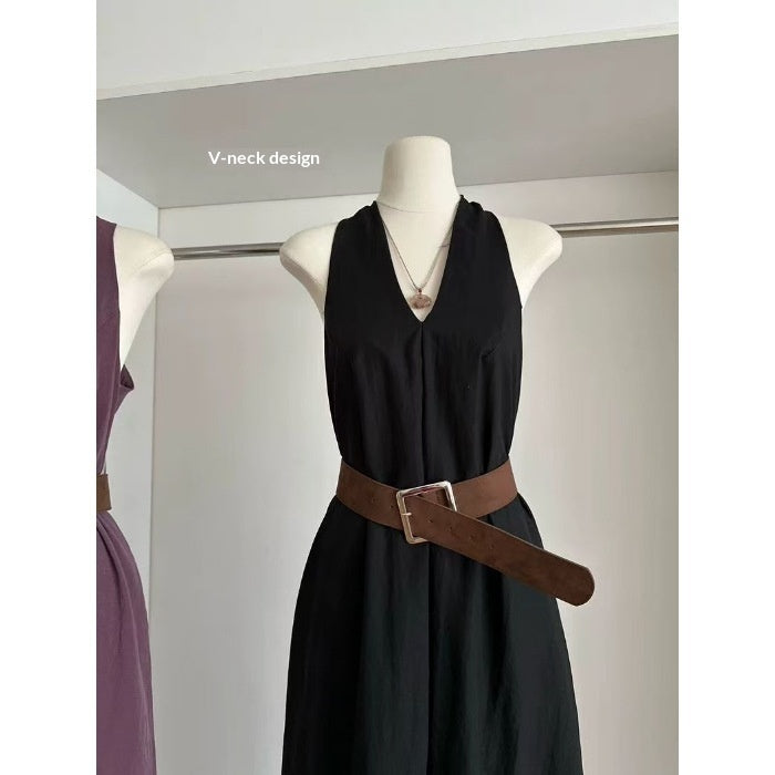 Elegant, High-end Tie-waist Casual Maxi Dress