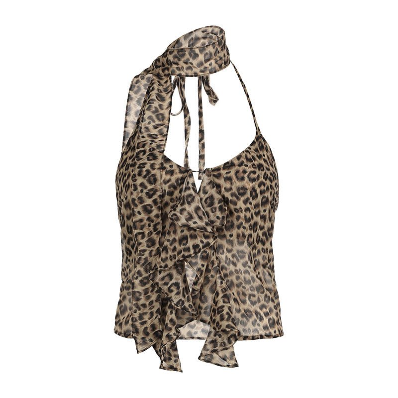 Womens Leopard - Print Halterneck Tank Top - TALIANA STORE