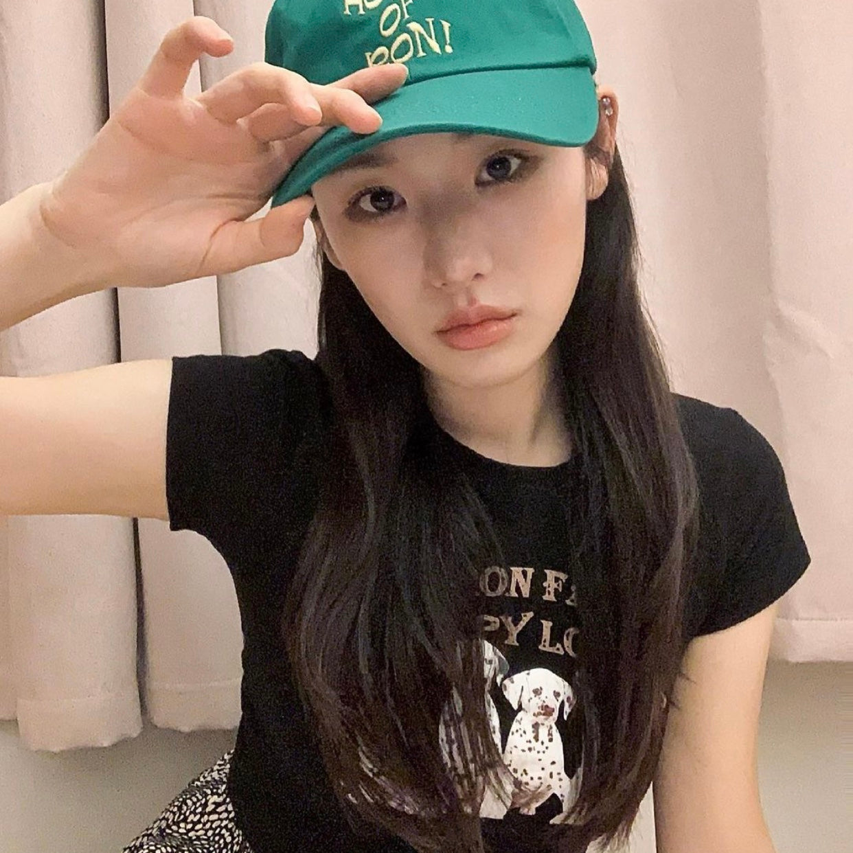 Dalmatian Print Short-sleeved Slim Stretch Short