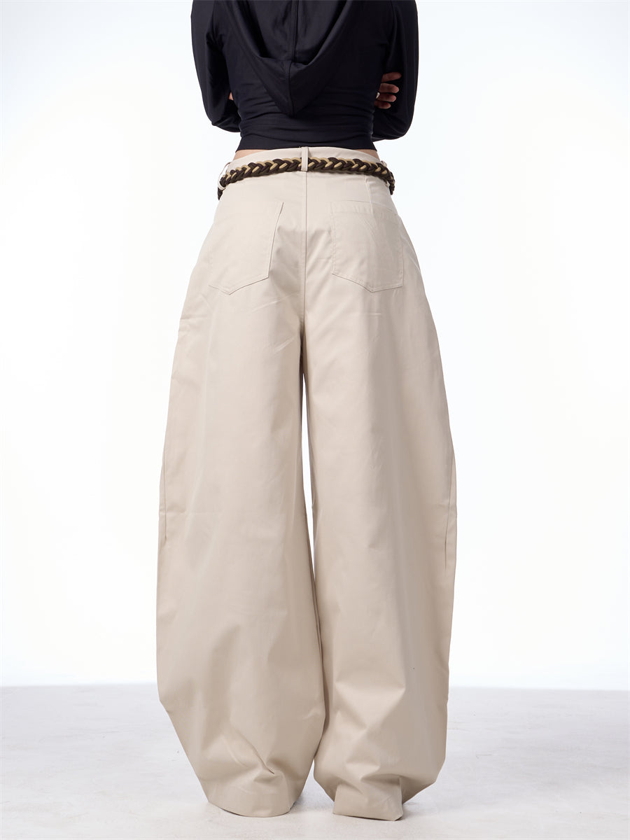 Retro Matchet Pants Casual Pants For Women With Belt