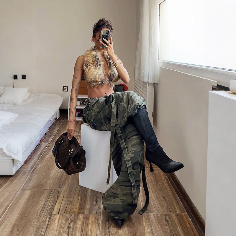 Womens Fashion Retro Street - style Cropped Backless Sleeveless Vest - TALIANA STORE