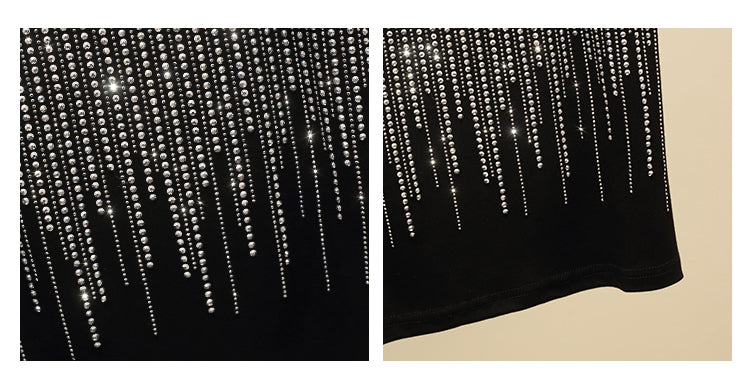 Chic Short Hot Diamond Temperament Thin Niche Women's Short Sleeves