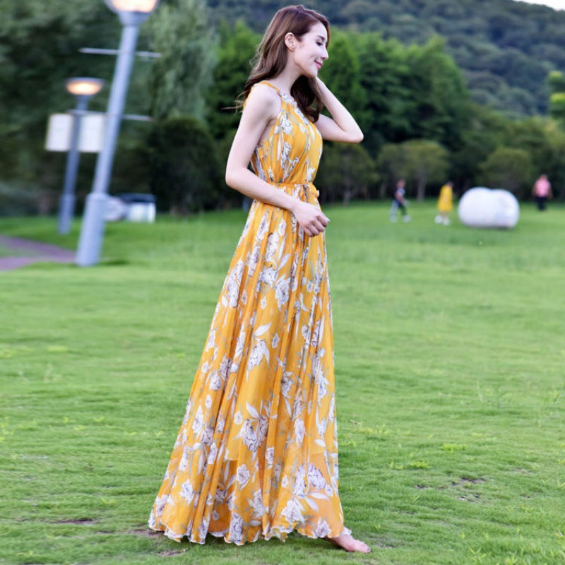 Suspender Boho Maxi Seaside Resort Beach Dress