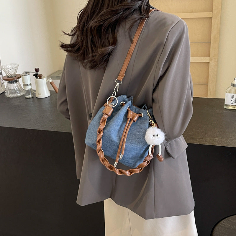One-shoulder Cross Body Bucket Bag Portable