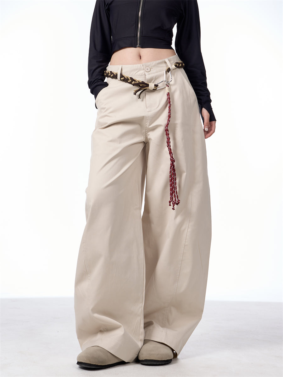 Retro Matchet Pants Casual Pants For Women With Belt