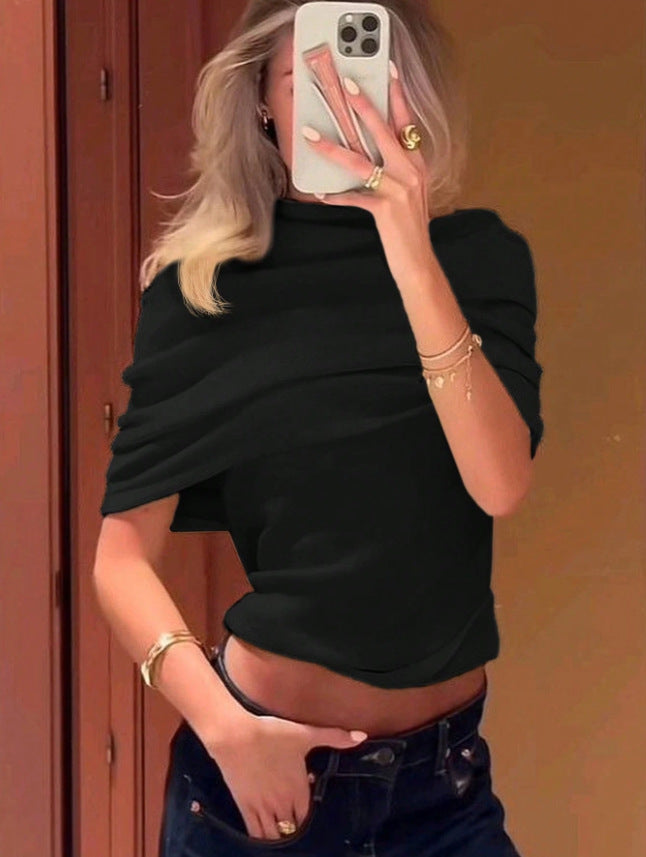 Womens Off-shoulder Short-sleeve Top