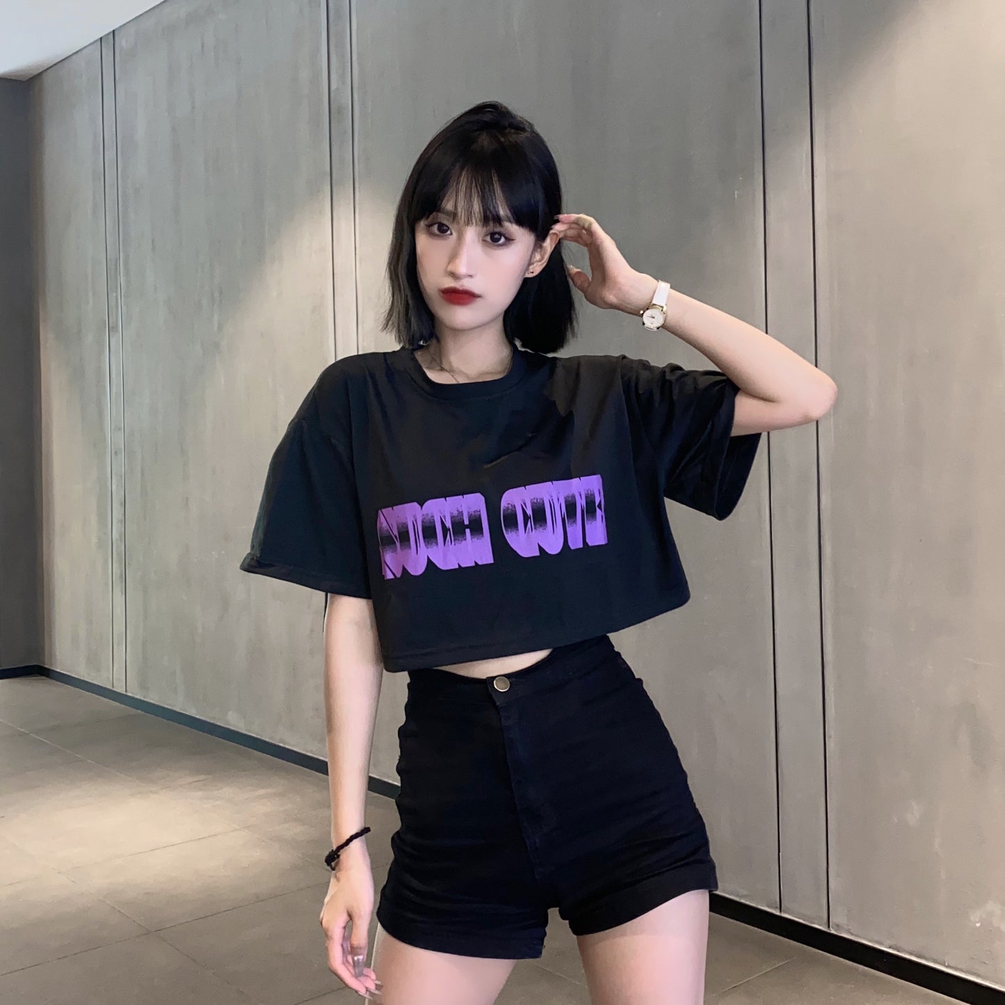 Loose Jazz Dance Navel High Waist Short Short Sleeves