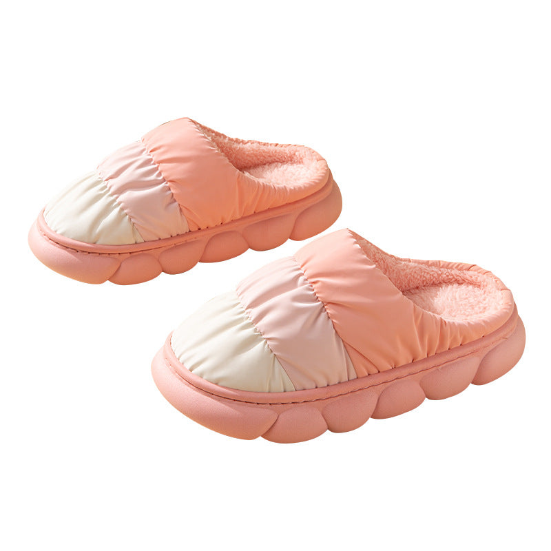 Gradient Slippers Plush Winter Shoes Women House Bedroom Slippers