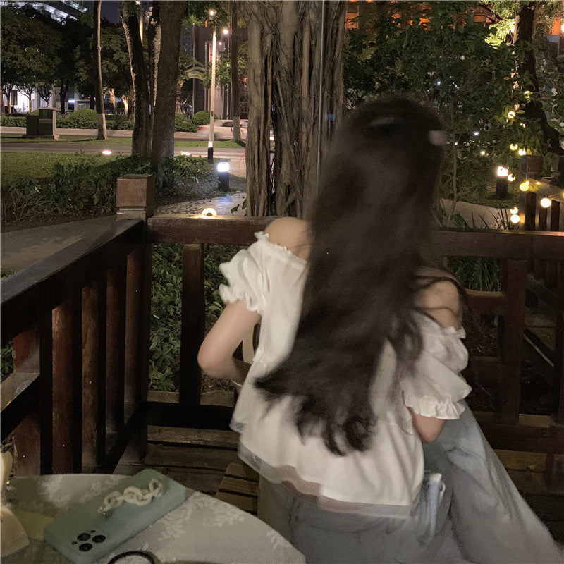 French Short Puff Sleeve Navel Sweet And Spicy Short